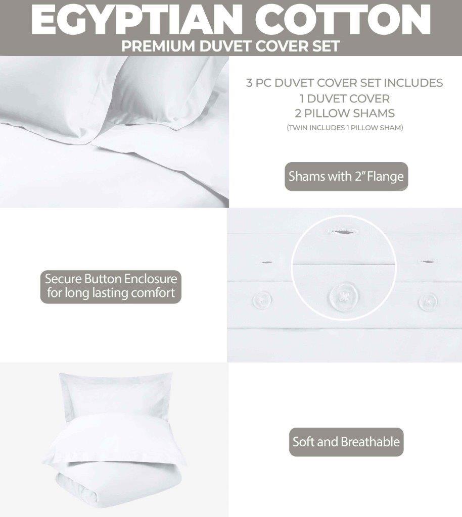 300 Thread Count Egyptian Cotton Solid Duvet Cover - Egyptian Cotton Duvet Cover Set by Superior Brand