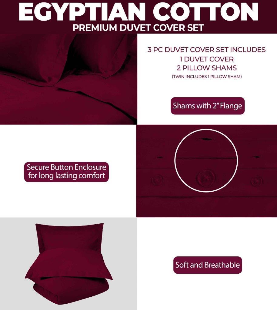 300 Thread Count Egyptian Cotton Solid Duvet Cover - Egyptian Cotton Duvet Cover Set by Superior Brand