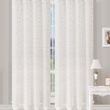 Embroidered Delicate Flower Sheer Grommet Curtain Panel Set - Sheer Curtains by Superior Brand