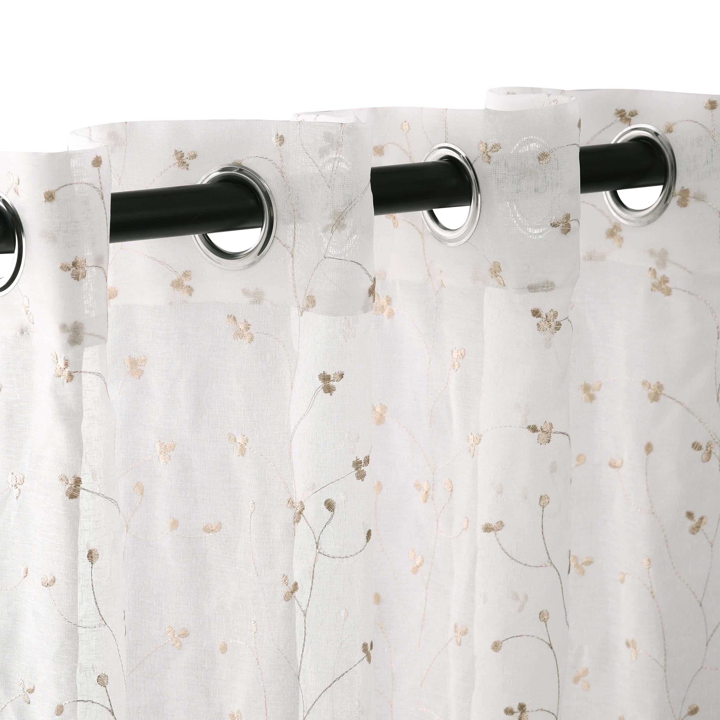 Embroidered Delicate Flower Sheer Grommet Curtain Panel Set - Sheer Curtains by Superior Brand