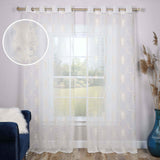 Embroidered Elegant Scroll Sheer Grommet Curtain Panel Set - Sheer Curtains by Superior Brand