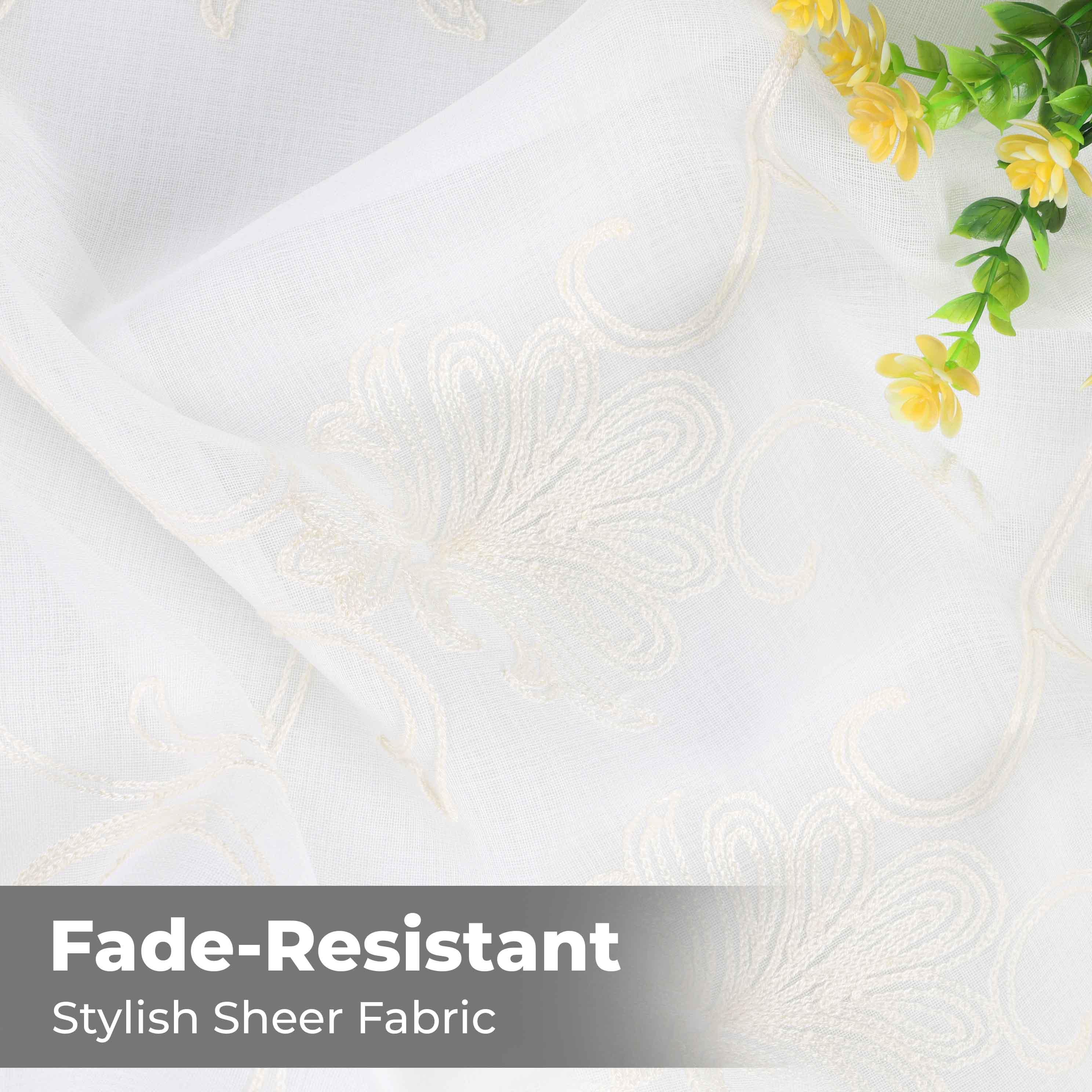 Embroidered Elegant Scroll Sheer Grommet Curtain Panel Set - Sheer Curtains by Superior Brand
