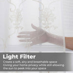 Embroidered Elegant Scroll Sheer Grommet Curtain Panel Set - Sheer Curtains by Superior Brand