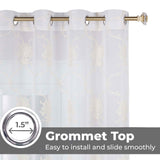 Embroidered Elegant Scroll Sheer Grommet Curtain Panel Set - Sheer Curtains by Superior Brand