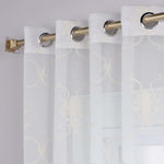 Embroidered Elegant Scroll Sheer Grommet Curtain Panel Set - Sheer Curtains by Superior Brand