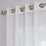 Embroidered Elegant Scroll Sheer Grommet Curtain Panel Set - Sheer Curtains by Superior Brand