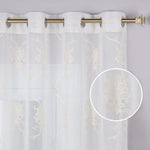 Embroidered Elegant Scroll Sheer Grommet Curtain Panel Set - Sheer Curtains by Superior Brand