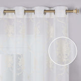 Embroidered Elegant Scroll Sheer Grommet Curtain Panel Set - Sheer Curtains by Superior Brand