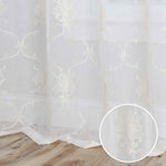 Embroidered Elegant Scroll Sheer Grommet Curtain Panel Set - Sheer Curtains by Superior Brand