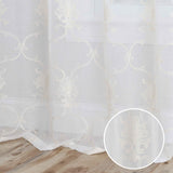 Embroidered Elegant Scroll Sheer Grommet Curtain Panel Set - Sheer Curtains by Superior Brand