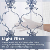 Embroidered Elegant Scroll Sheer Grommet Curtain Panel Set - Sheer Curtains by Superior Brand