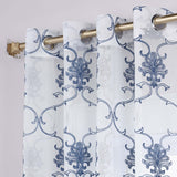 Embroidered Elegant Scroll Sheer Grommet Curtain Panel Set - Sheer Curtains by Superior Brand