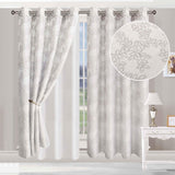 Embroidered Foliage Grommet Sheer Curtain Panel Set - Sheer Curtains by Superior Brand