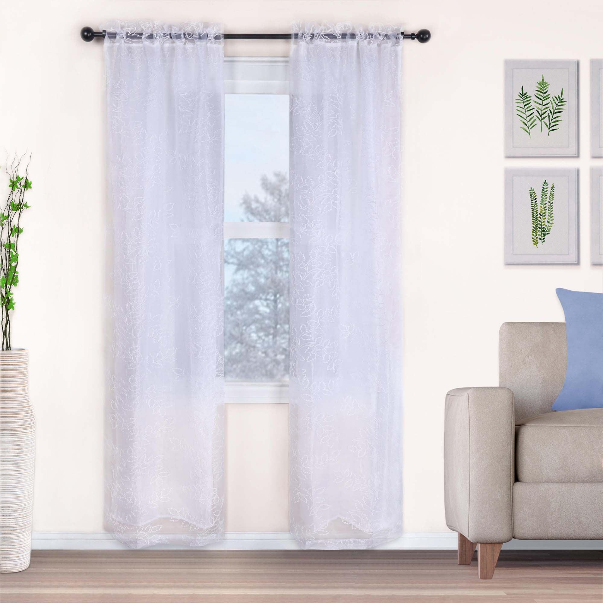 Embroidered Foliage Grommet Sheer Curtain Panel Set - Sheer Curtains by Superior Brand