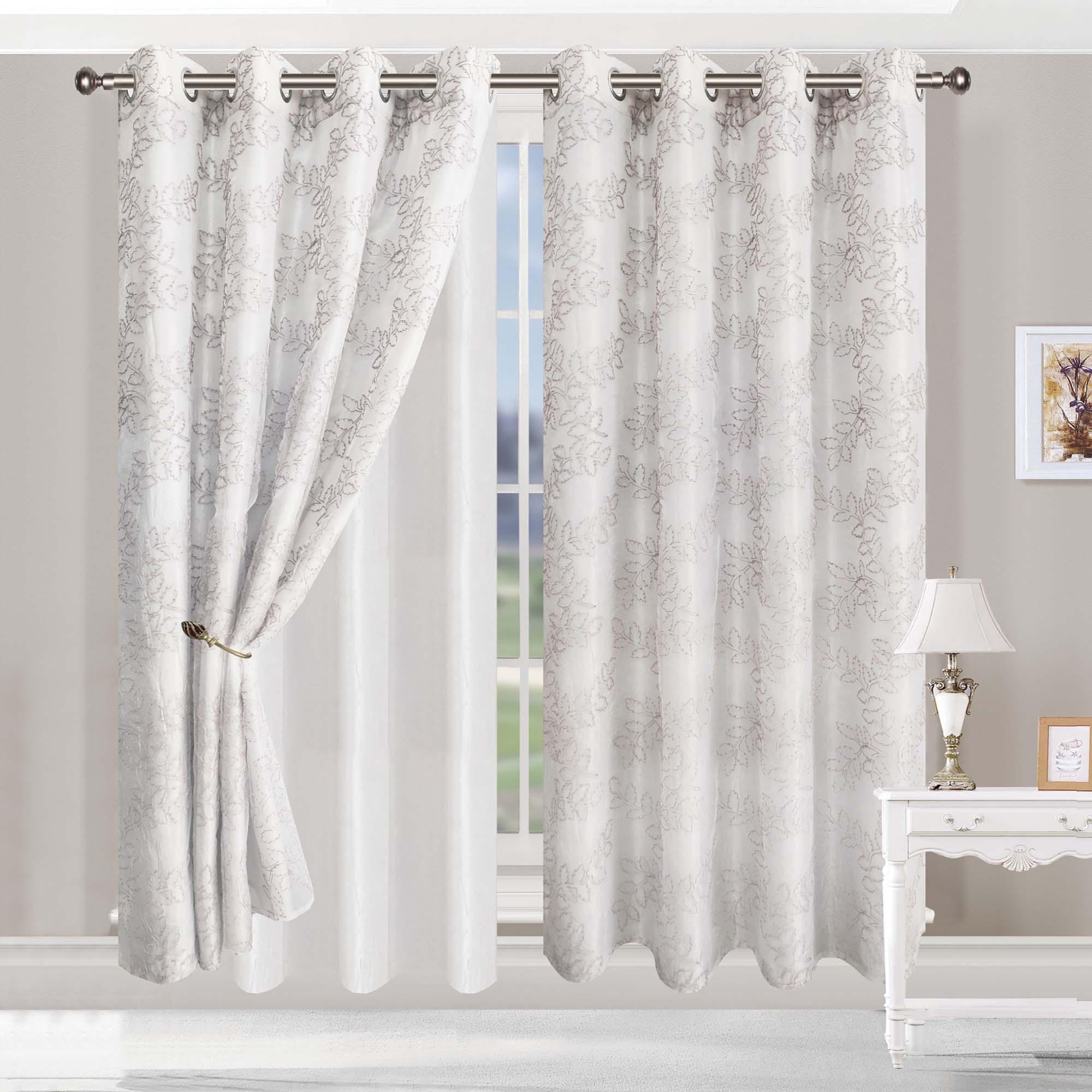 Embroidered Foliage Grommet Sheer Curtain Panel Set - Sheer Curtains by Superior Brand