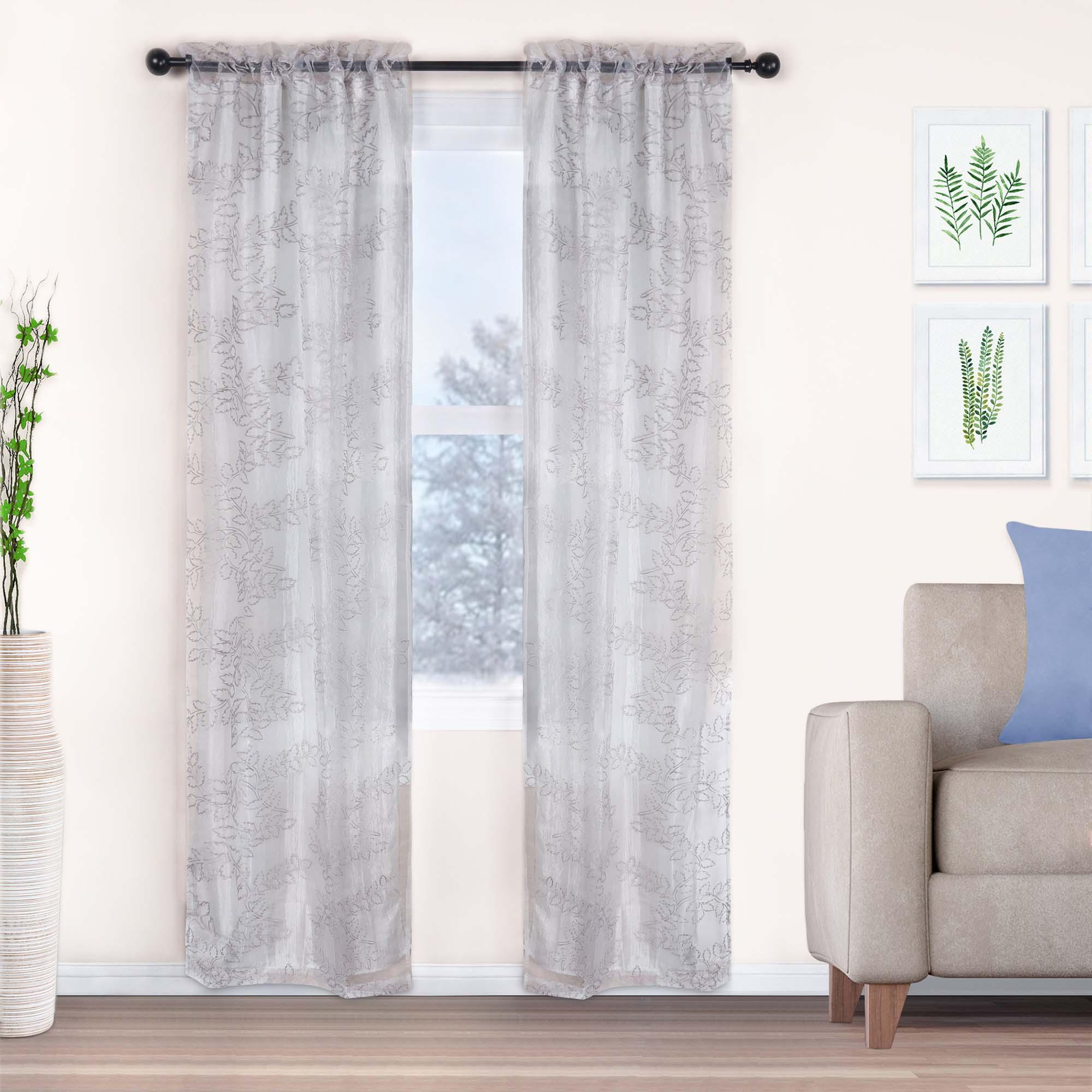 Embroidered Foliage Grommet Sheer Curtain Panel Set - Sheer Curtains by Superior Brand