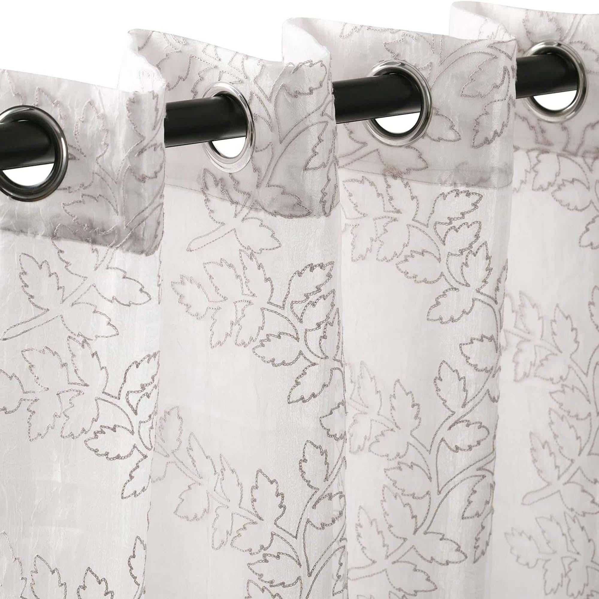 Embroidered Foliage Grommet Sheer Curtain Panel Set - Sheer Curtains by Superior Brand