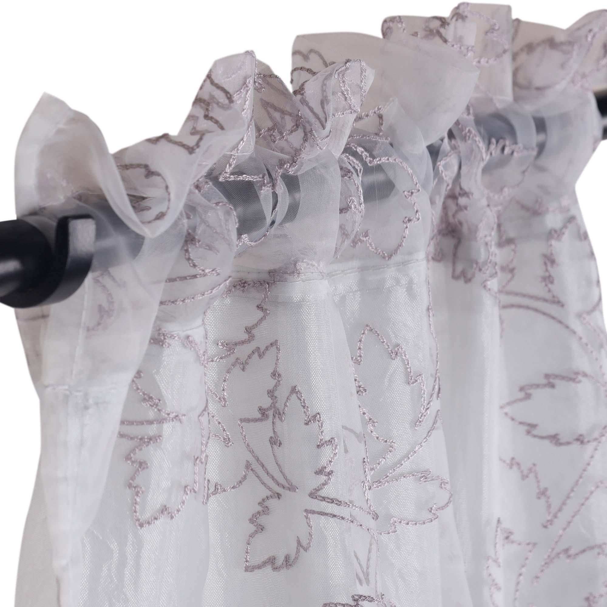 Embroidered Foliage Grommet Sheer Curtain Panel Set - Sheer Curtains by Superior Brand