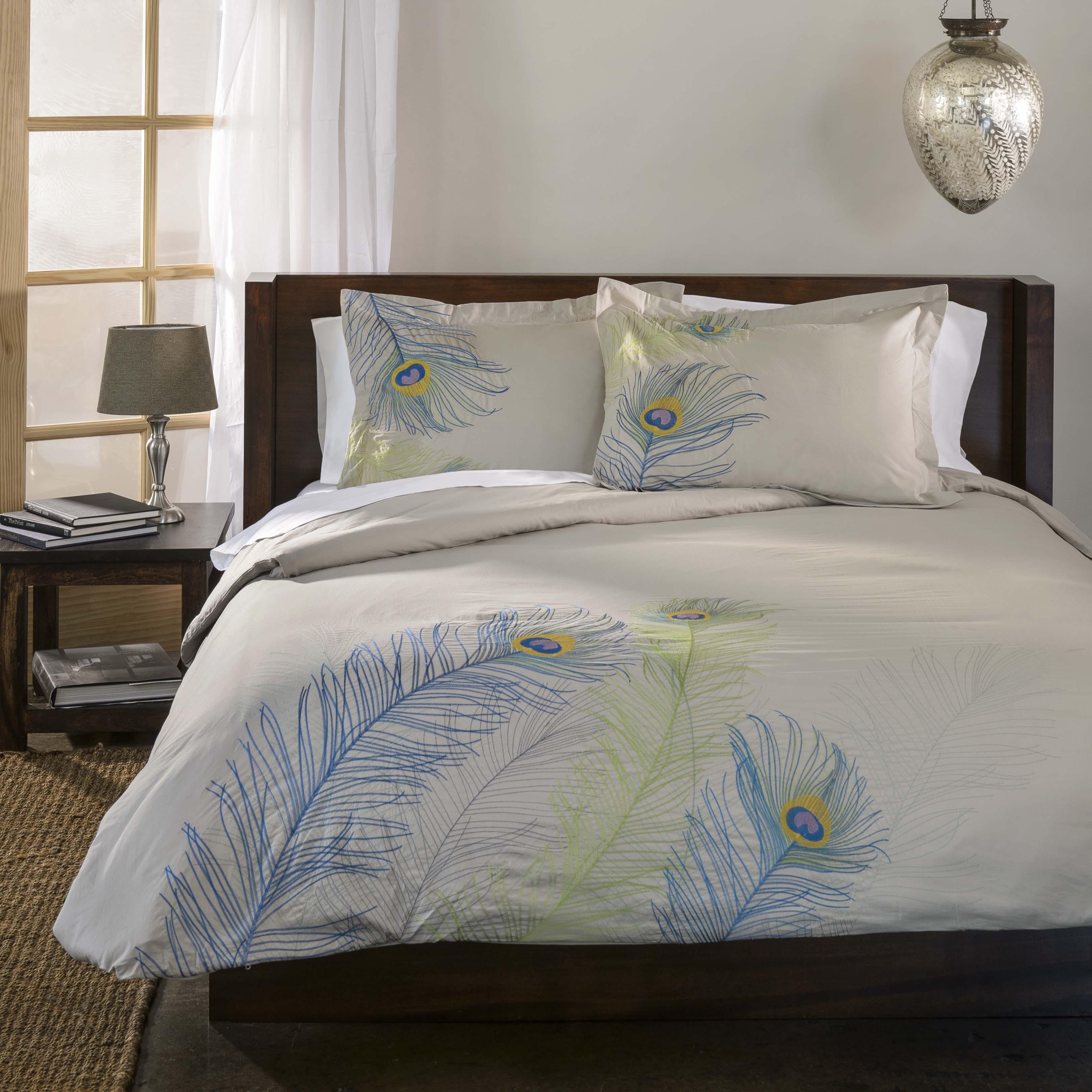 100% Cotton Peacock Embroidered Duvet Cover Set - Duvet Cover Set by Superior Brand