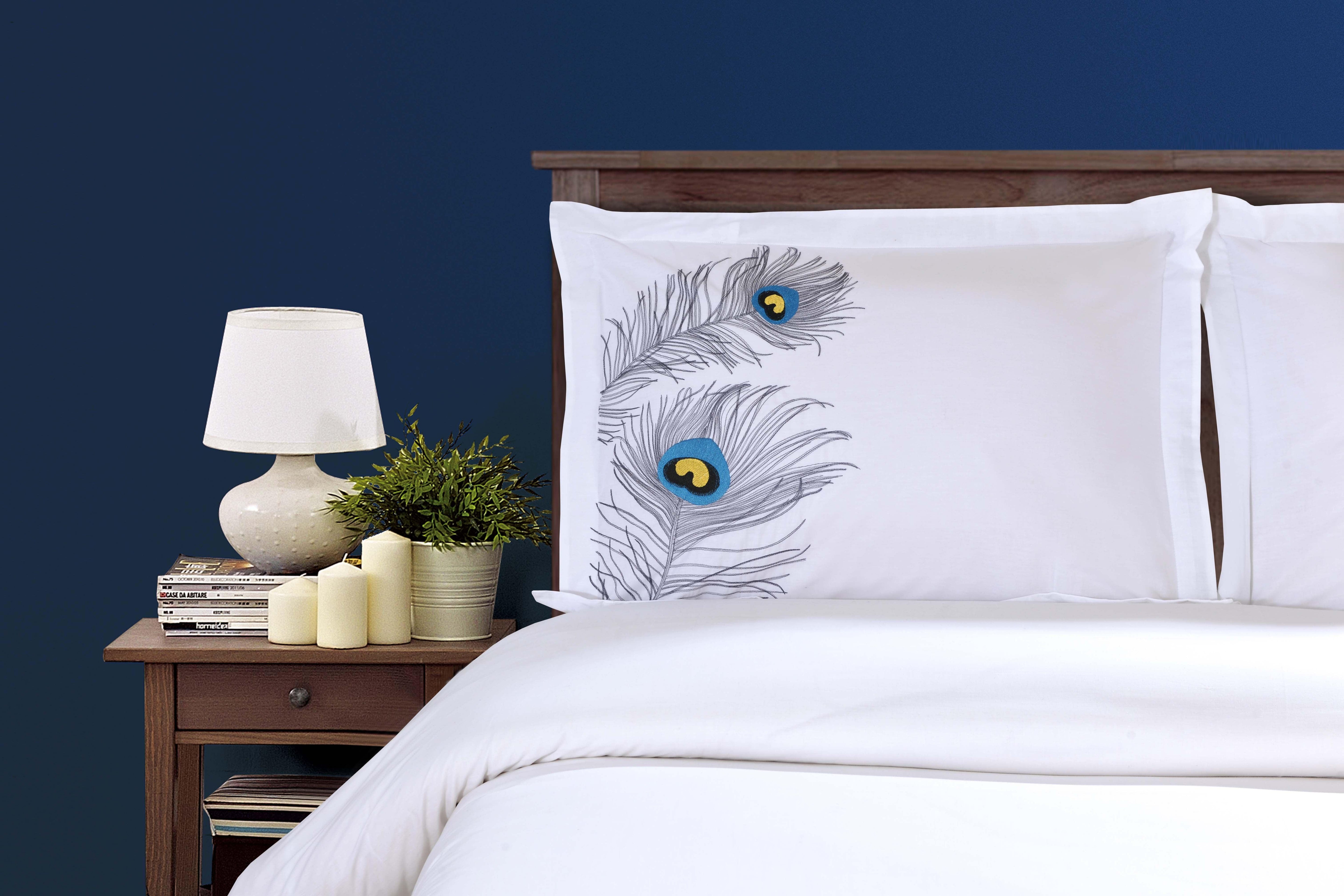 100% Cotton Peacock Embroidered Duvet Cover Set - Duvet Cover Set by Superior Brand