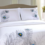100% Cotton Peacock Embroidered Duvet Cover Set - Duvet Cover Set by Superior Brand