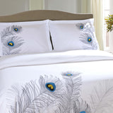 100% Cotton Peacock Embroidered Duvet Cover Set - Duvet Cover Set by Superior Brand