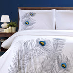 100% Cotton Peacock Embroidered Duvet Cover Set - Duvet Cover Set by Superior Brand