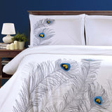 100% Cotton Peacock Embroidered Duvet Cover Set - Duvet Cover Set by Superior Brand