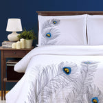 100% Cotton Peacock Embroidered Duvet Cover Set - Duvet Cover Set by Superior Brand