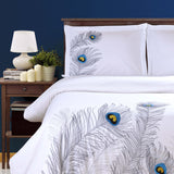 100% Cotton Peacock Embroidered Duvet Cover Set - Duvet Cover Set by Superior Brand
