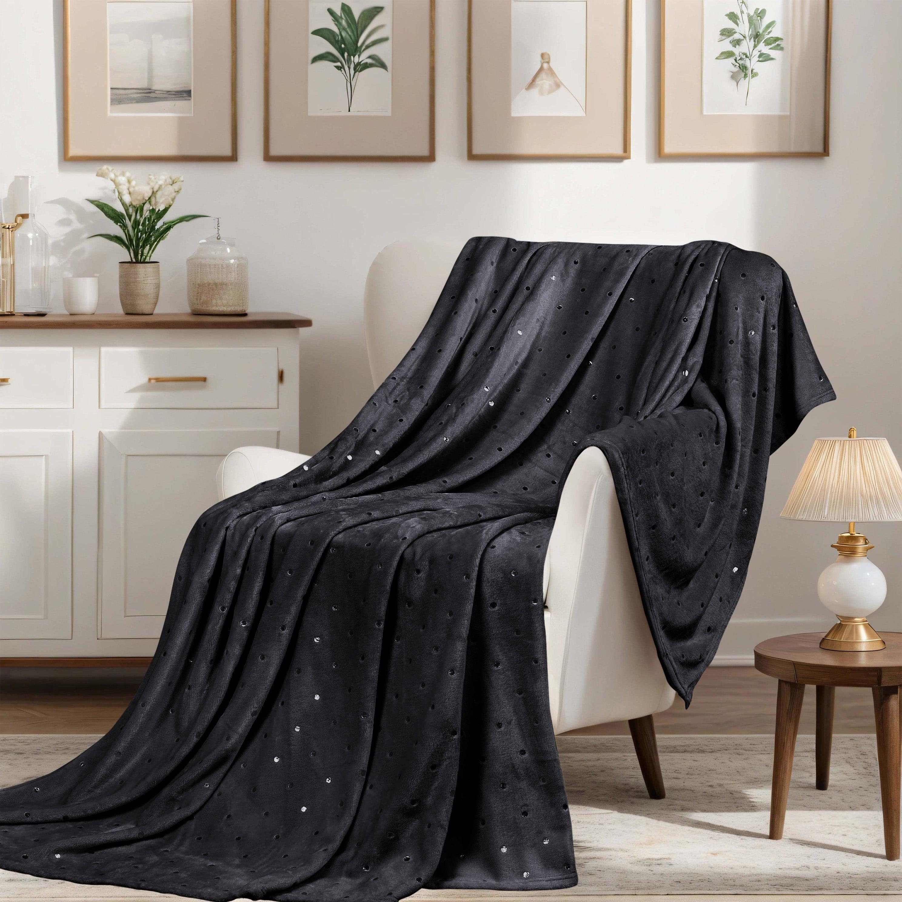 Fleece Plush Medium Weight Fluffy Soft Decorative Polka Dot Blanket - Blanket by Superior Brand