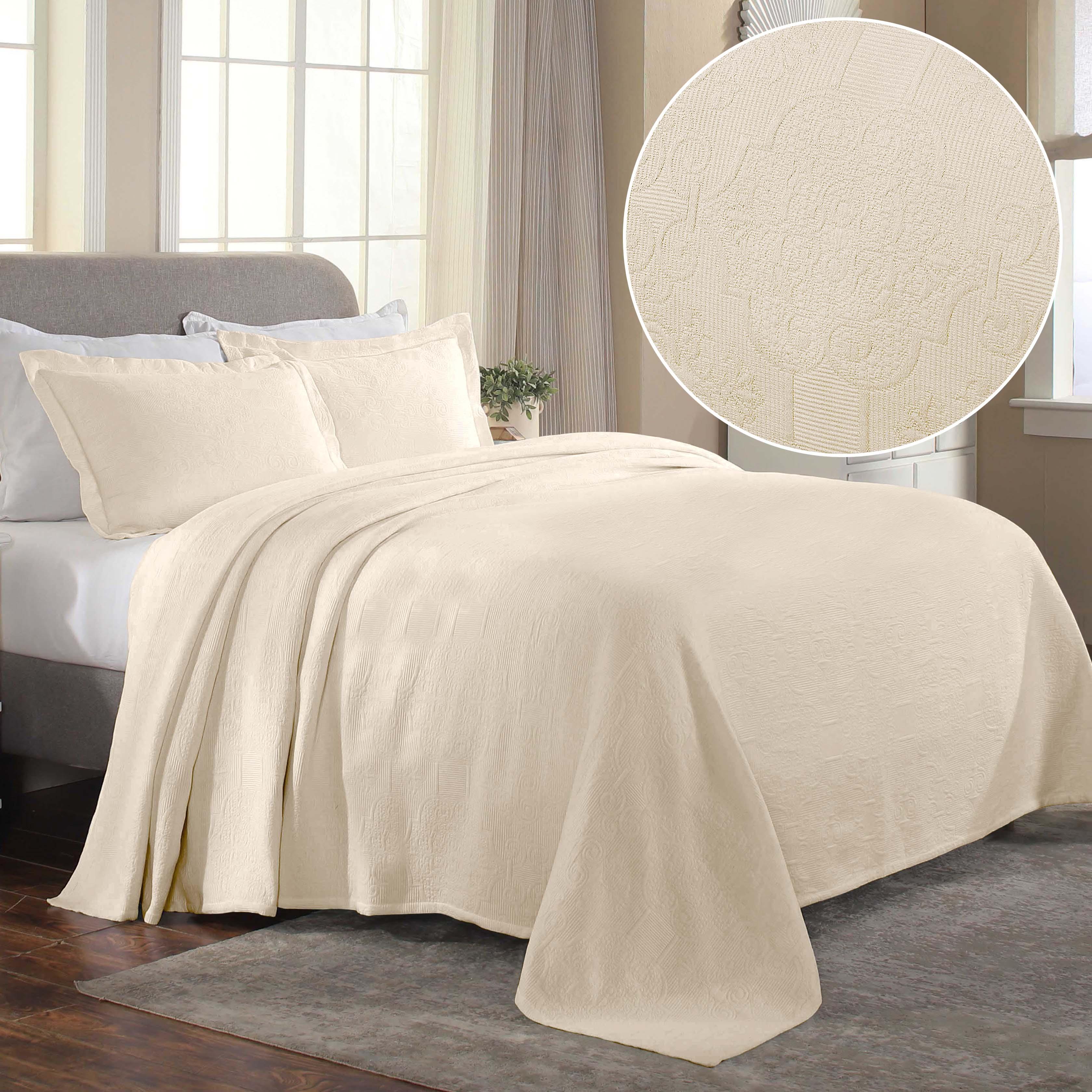 Florin Cotton Matelasse Weave Jacquard Scroll Medallion Bedspread Set - Bedspread by Superior Brand