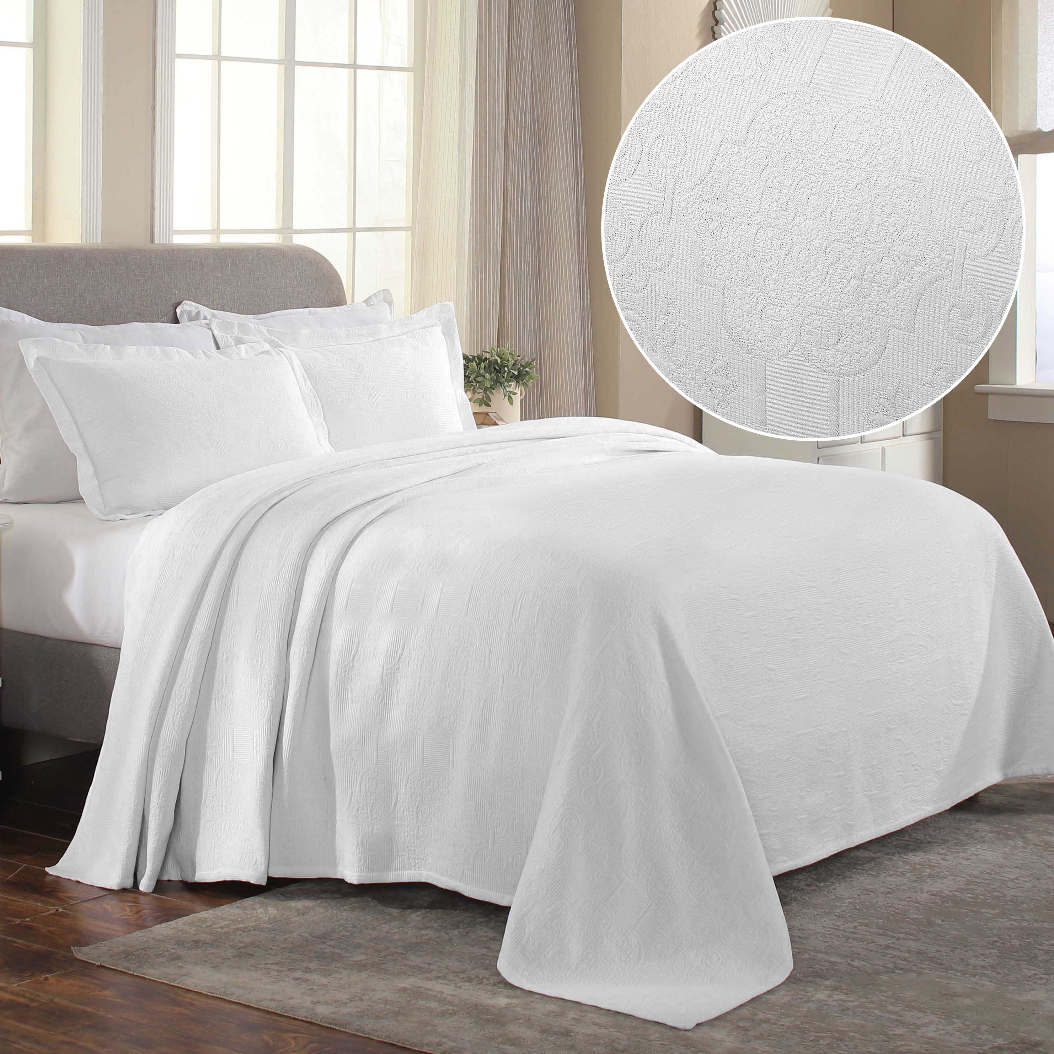 Florin Cotton Matelasse Weave Jacquard Scroll Medallion Bedspread Set - Bedspread by Superior Brand