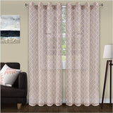 Geometric Trellis Lattice Sheer Grommet Curtain Panel Set - Sheer Curtains by Superior Brand