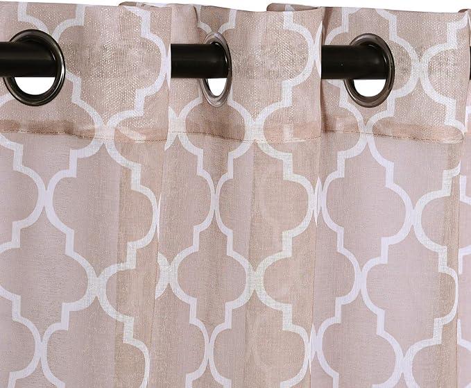 Geometric Trellis Lattice Sheer Grommet Curtain Panel Set - Sheer Curtains by Superior Brand