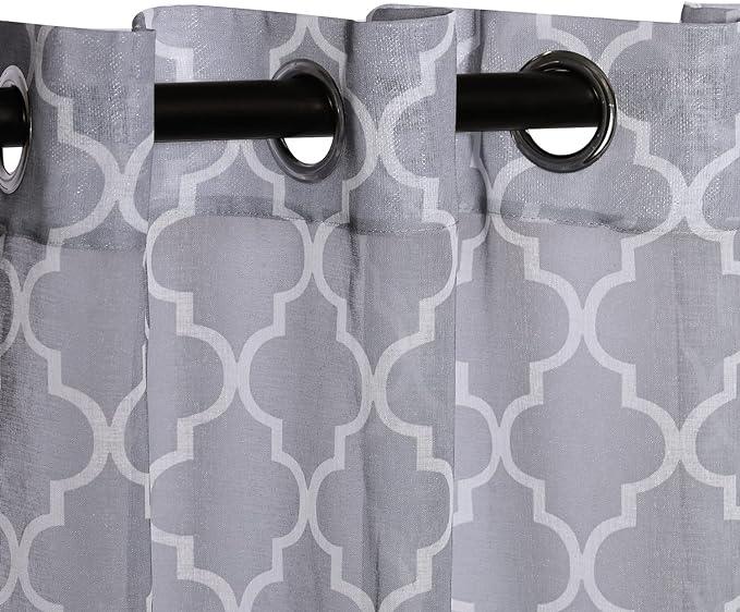 Geometric Trellis Lattice Sheer Grommet Curtain Panel Set - Sheer Curtains by Superior Brand