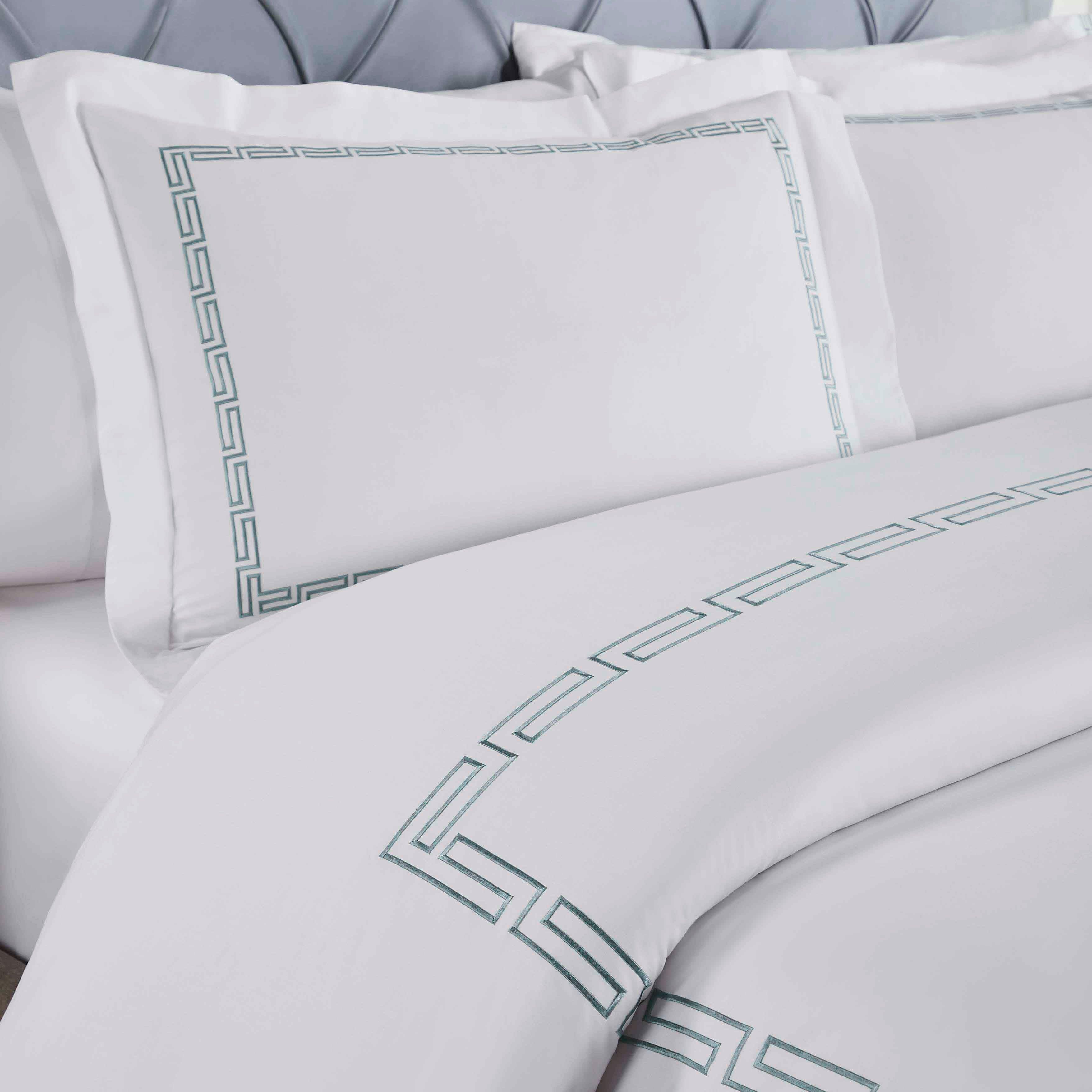 100% Cotton Greek Key Embroidered Duvet Cover Set - Duvet Cover Set by Superior Brand