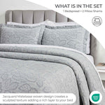 Cotton Bedspread Sets 3-Piece Hibiscus Floral Jacquard Matelassé - Bedspread by Superior Brand