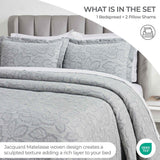 Cotton Bedspread Sets 3-Piece Hibiscus Floral Jacquard Matelassé - Bedspread by Superior Brand