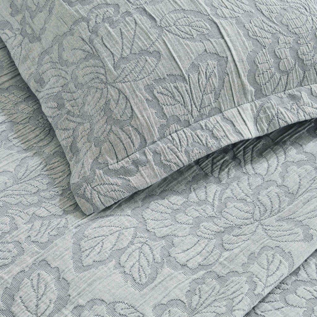 Cotton Bedspread Sets 3-Piece Hibiscus Floral Jacquard Matelassé - Bedspread by Superior Brand