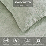 Cotton Bedspread Sets 3-Piece Hibiscus Floral Jacquard Matelassé - Bedspread by Superior Brand