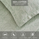 Cotton Bedspread Sets 3-Piece Hibiscus Floral Jacquard Matelassé - Bedspread by Superior Brand
