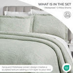 Cotton Bedspread Sets 3-Piece Hibiscus Floral Jacquard Matelassé - Bedspread by Superior Brand