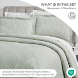 Cotton Bedspread Sets 3-Piece Hibiscus Floral Jacquard Matelassé - Bedspread by Superior Brand
