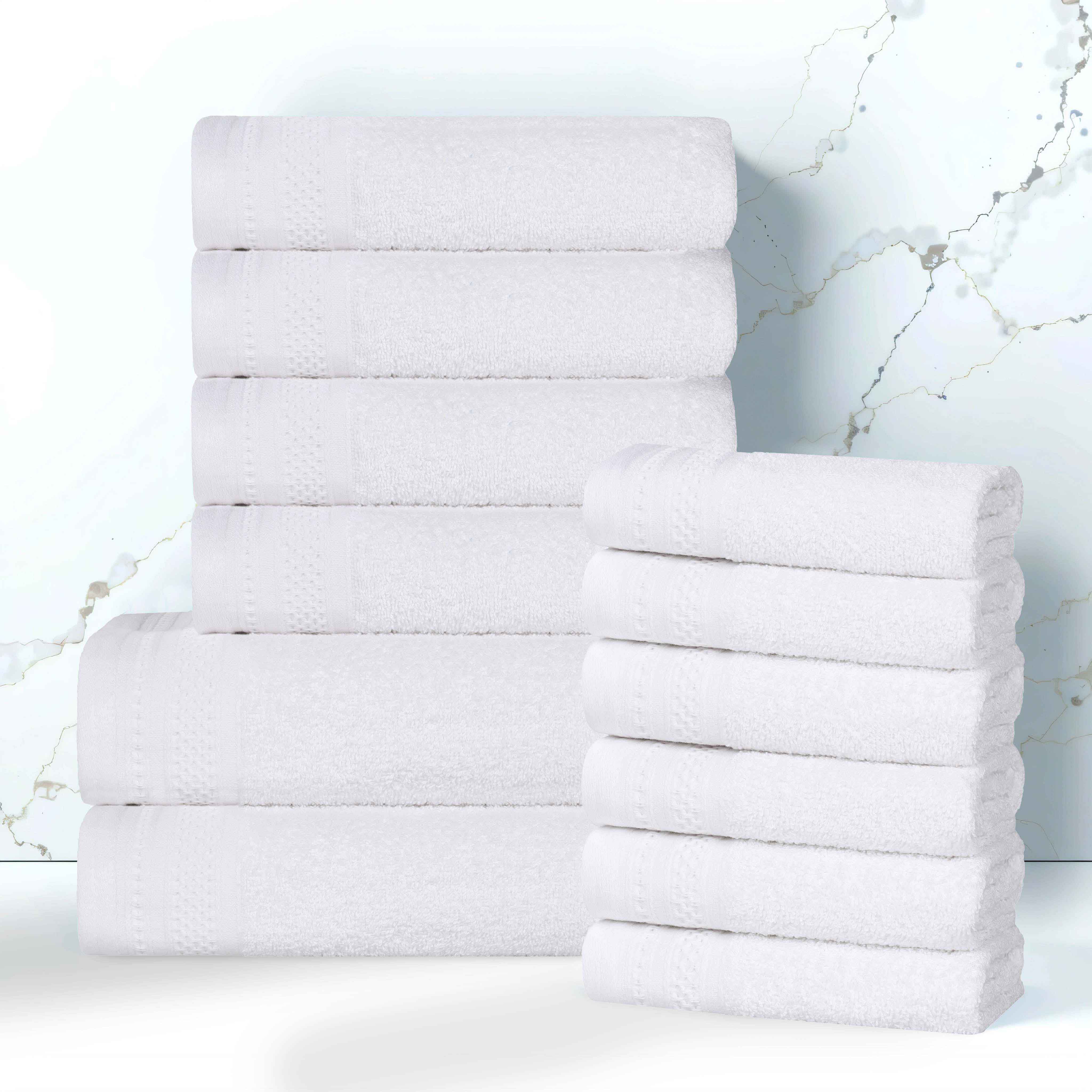 Cotton Waffle Border Towel Set 12-Piece - Honeycomb - Towel Set by Superior Brand