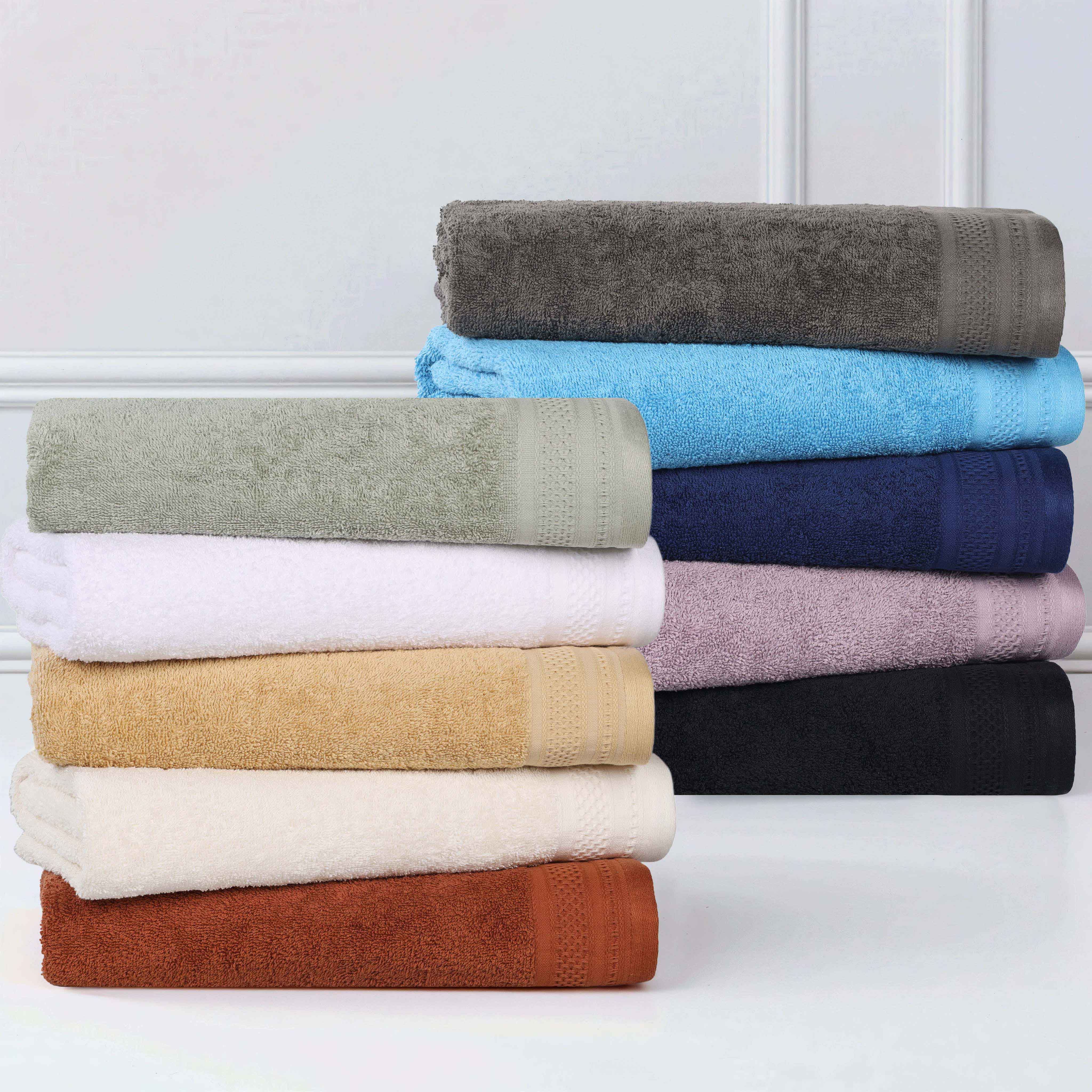 Cotton Waffle Border Towel Set 12-Piece - Honeycomb - Towel Set by Superior Brand