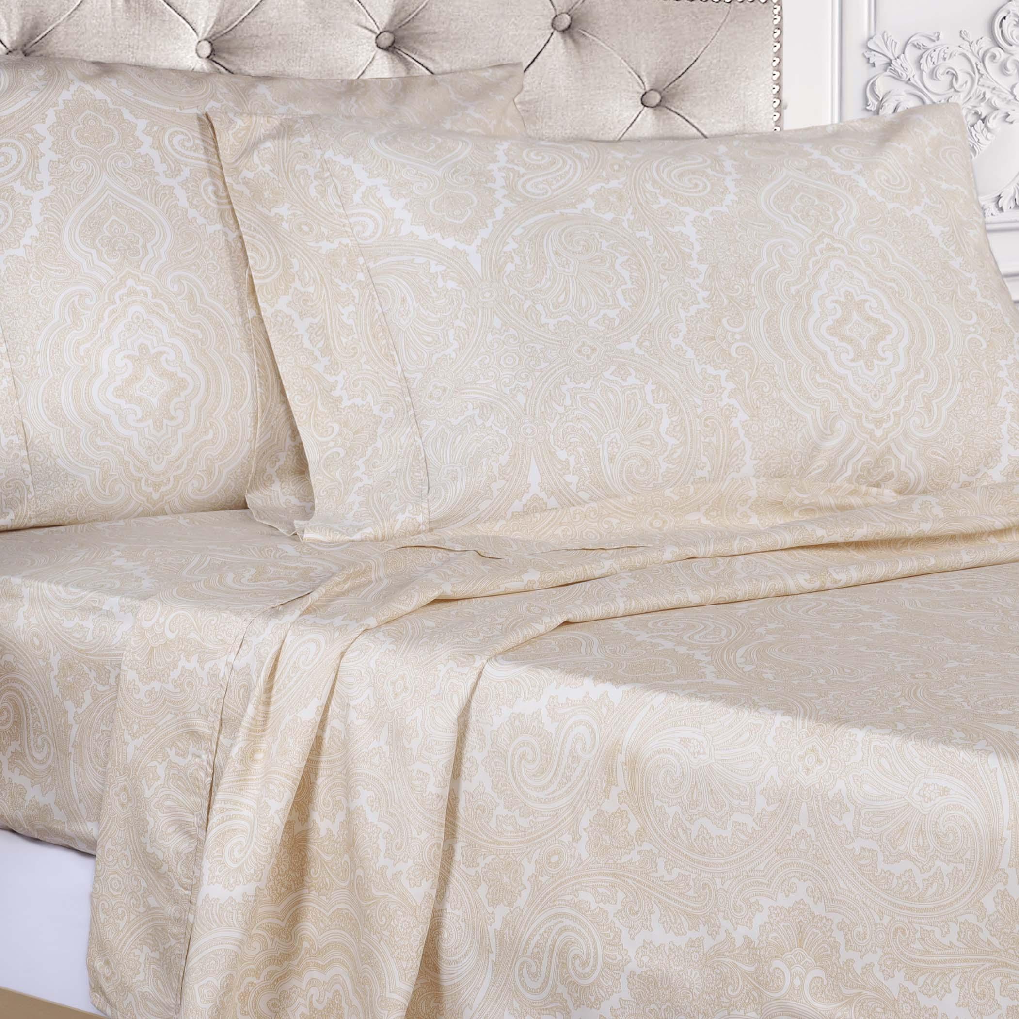600 Thread Count Paisley Cotton Sheets - Deep Pocket - Sheet Set by Superior Brand