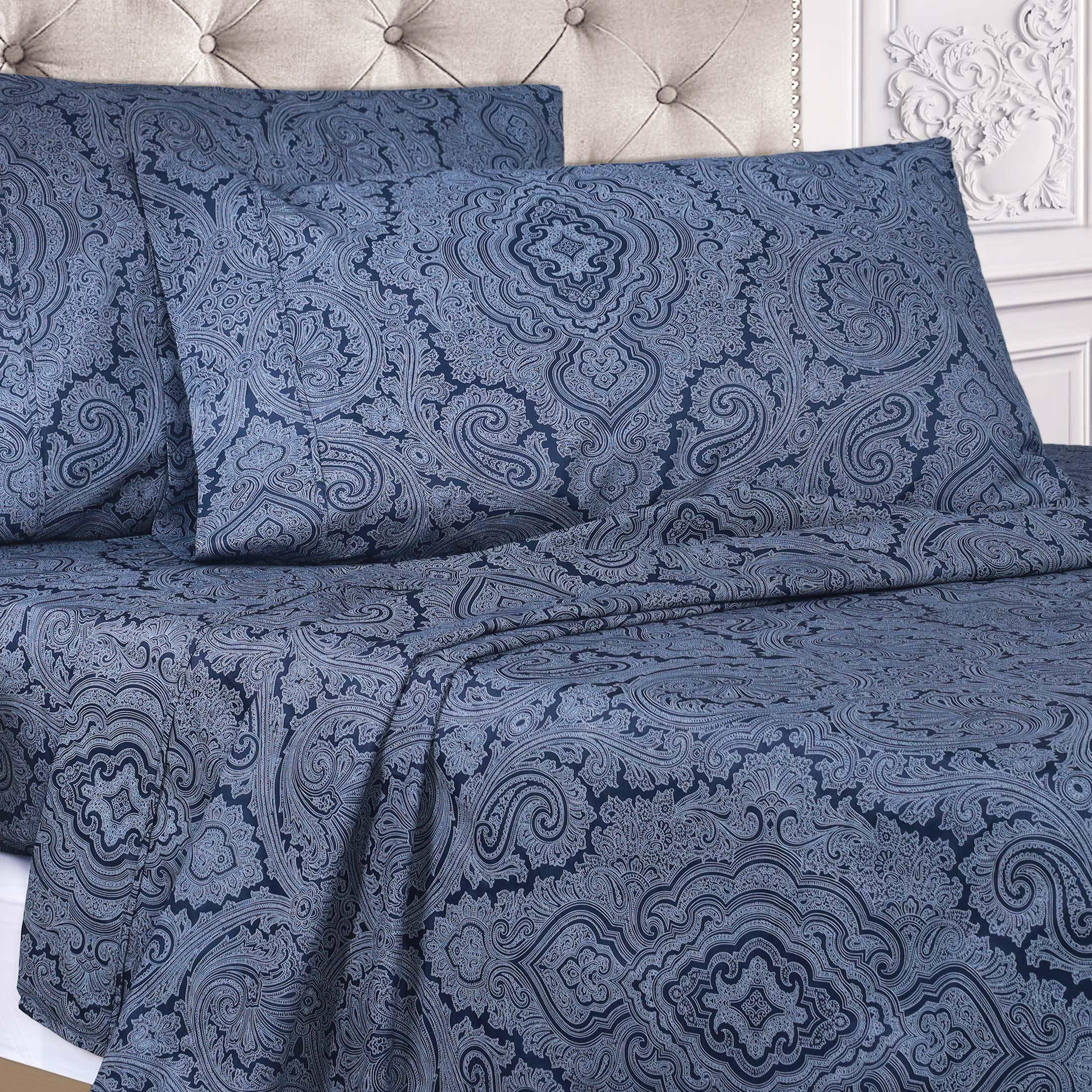 600 Thread Count Paisley Cotton Sheets - Deep Pocket - Sheet Set by Superior Brand