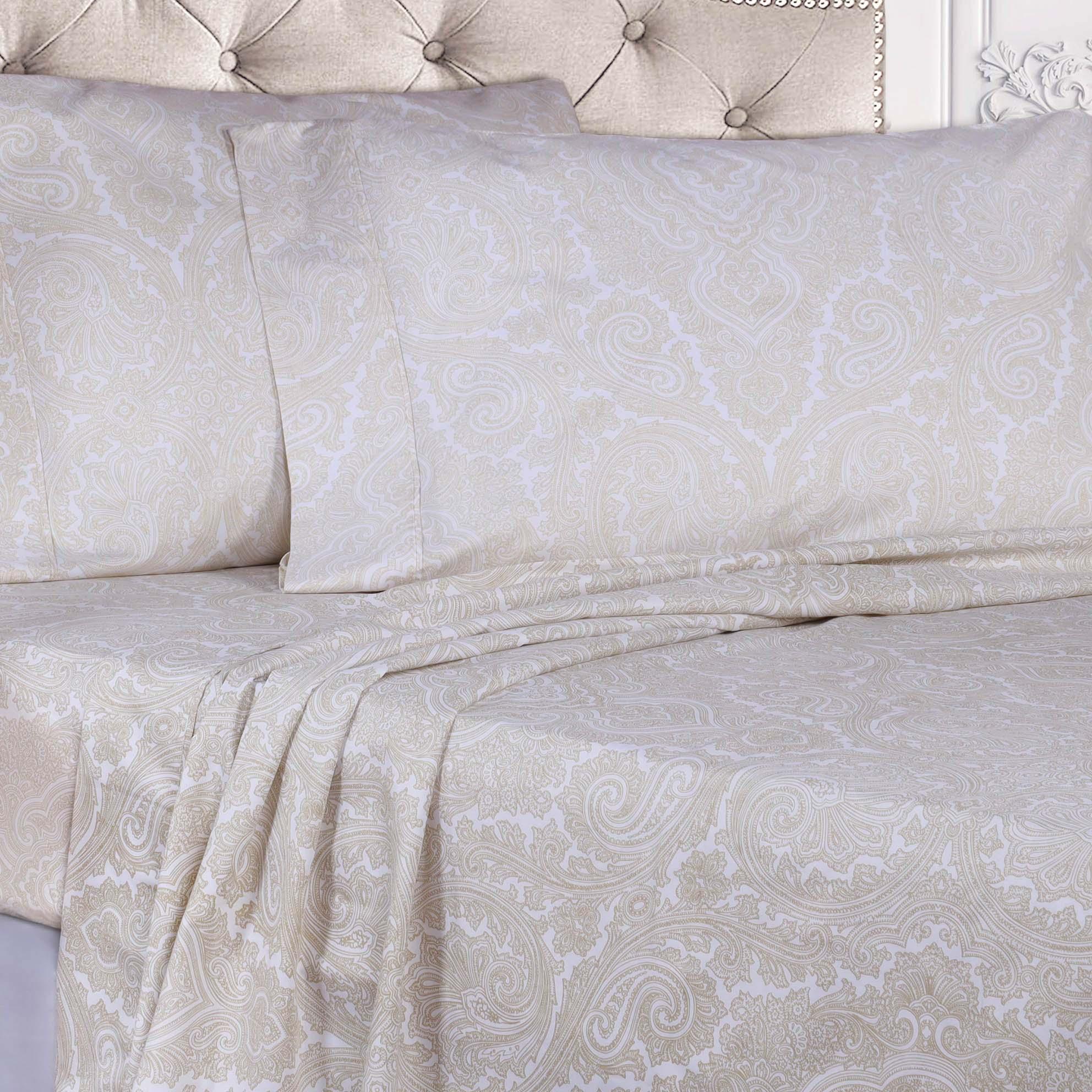 600 Thread Count Paisley Cotton Sheets - Deep Pocket - Sheet Set by Superior Brand