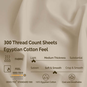 300 Thread Count Egyptian Cotton Solid Deep Pocket Sheet Set - Ivory